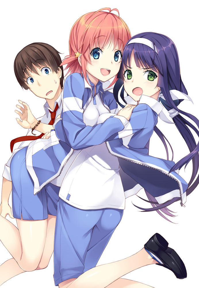 hinata kyouko, mitsurogi rinze, and hinata asuta (joshi mote na imouto to junan na ore) drawn by gin_(ginshari)