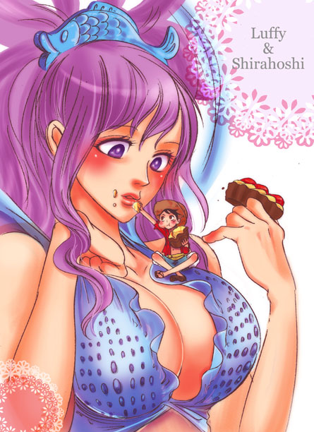 monkey d. luffy and shirahoshi (one piece) drawn by tsunta