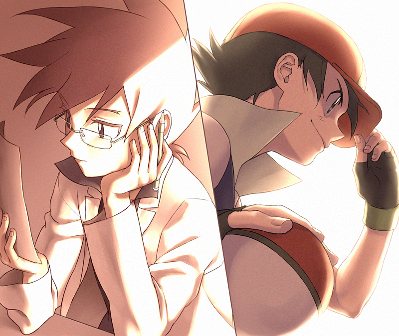 ash ketchum and gary oak (pokemon) drawn by koma_yoichi