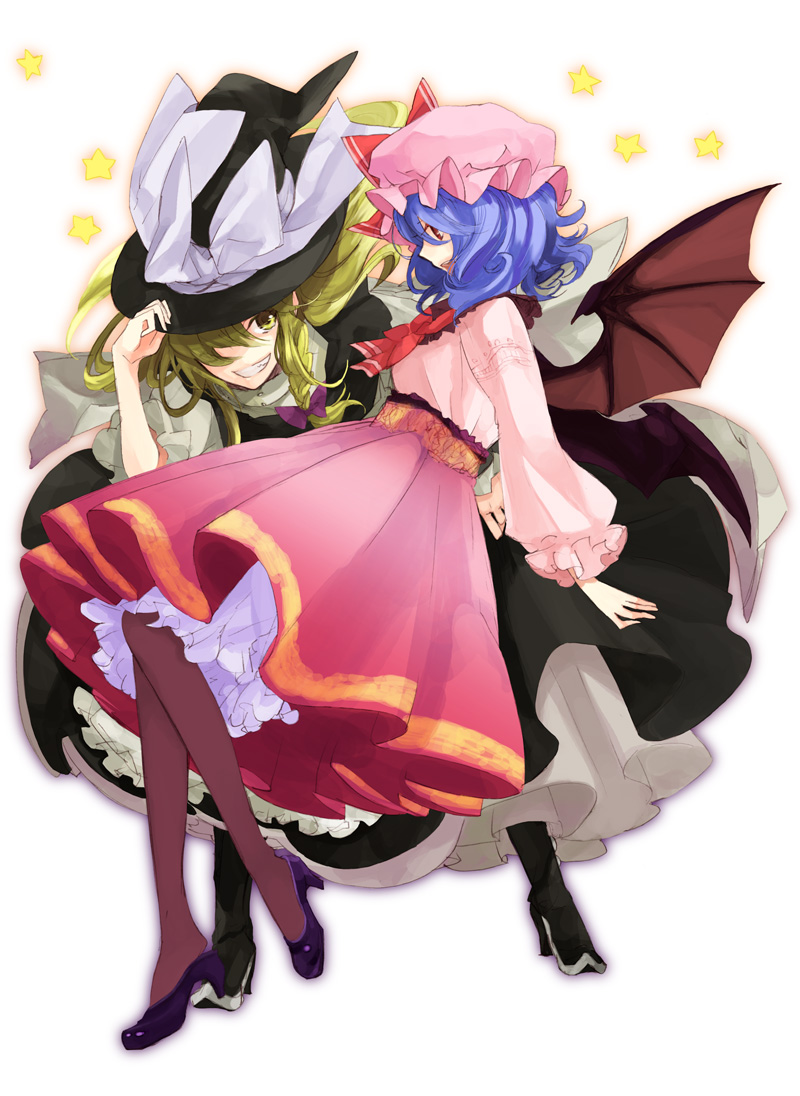 kirisame marisa and remilia scarlet (touhou) drawn by shiratama_moyashi