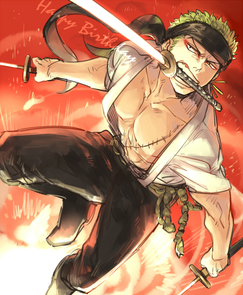 roronoa zoro (one piece) drawn by maji_(m)