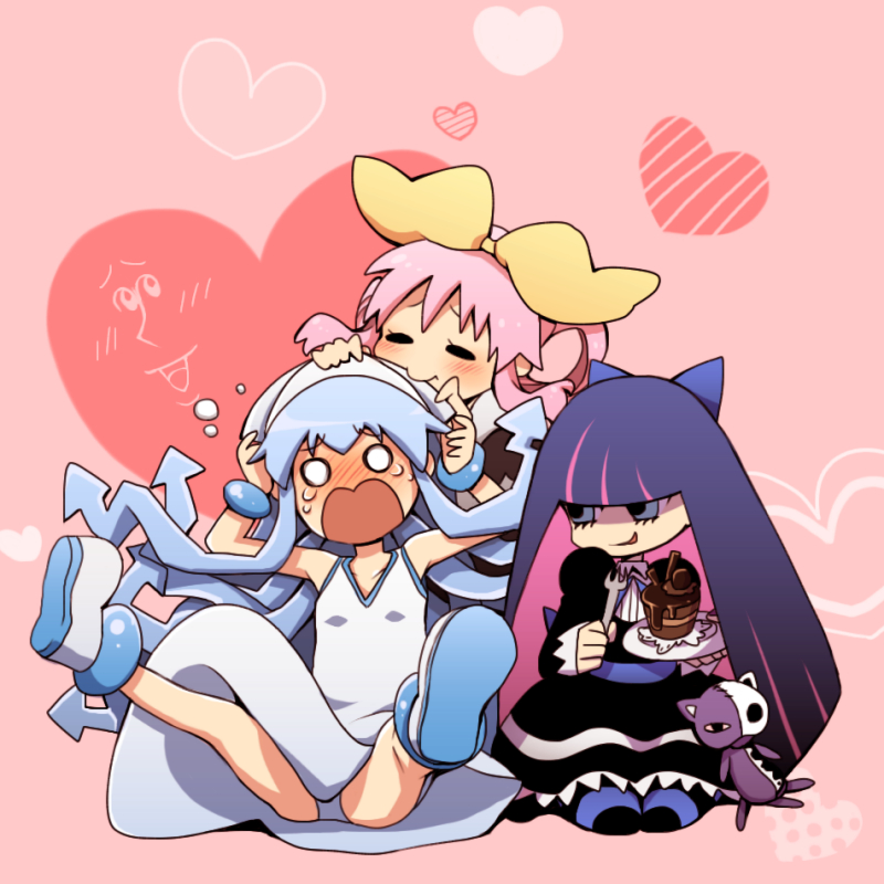 stocking, ikamusume, honekoneko, and sherlock shellingford (panty & stocking with garterbelt and 2 more) drawn by ru_(xremotex)