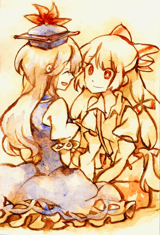 fujiwara no mokou and kamishirasawa keine (touhou) drawn by shinoasa
