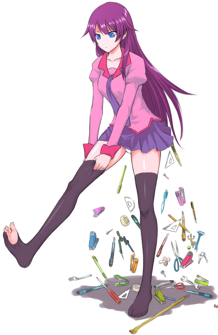 senjougahara hitagi (monogatari and 1 more) drawn by lang_(chikage36)