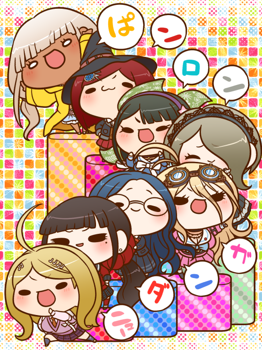 akamatsu kaede, harukawa maki, iruma miu, yumeno himiko, yonaga angie, and 3 more (danganronpa and 1 more) drawn by yumaru_(marumarumaru)