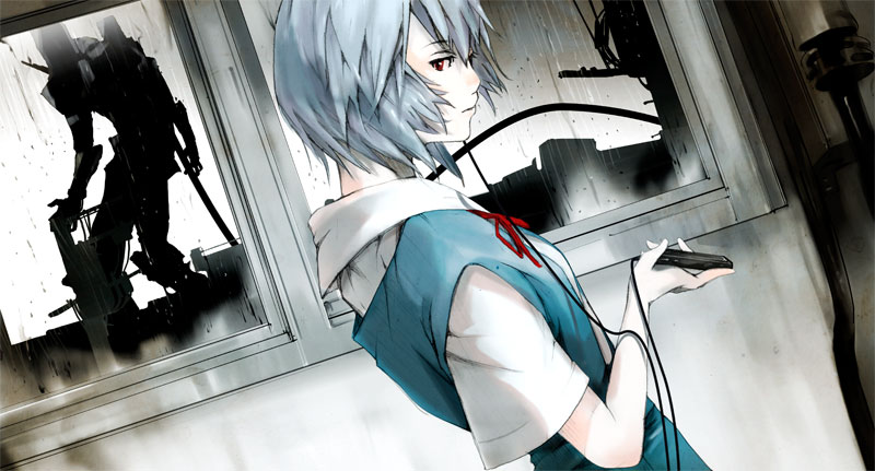 ayanami rei and eva 01 (neon genesis evangelion) drawn by hanaosutarou
