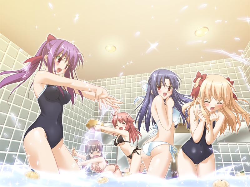 odajima kosuzu, odajima mayu, haneda yoshimi, kaneda ayu, and miyamori chimari (aki no urara no akane-iro shoutengai) drawn by kani_biimu