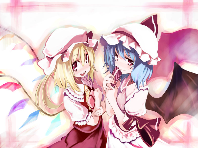 remilia scarlet and flandre scarlet (touhou) drawn by ushiki_yoshitaka