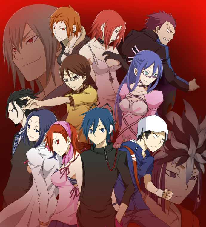 tanigawa yuzu, protagonist, kuzuryuu amane, komaki midori, kihara atsurou, and 7 more (devil survivor and 1 more) drawn by kamakiri