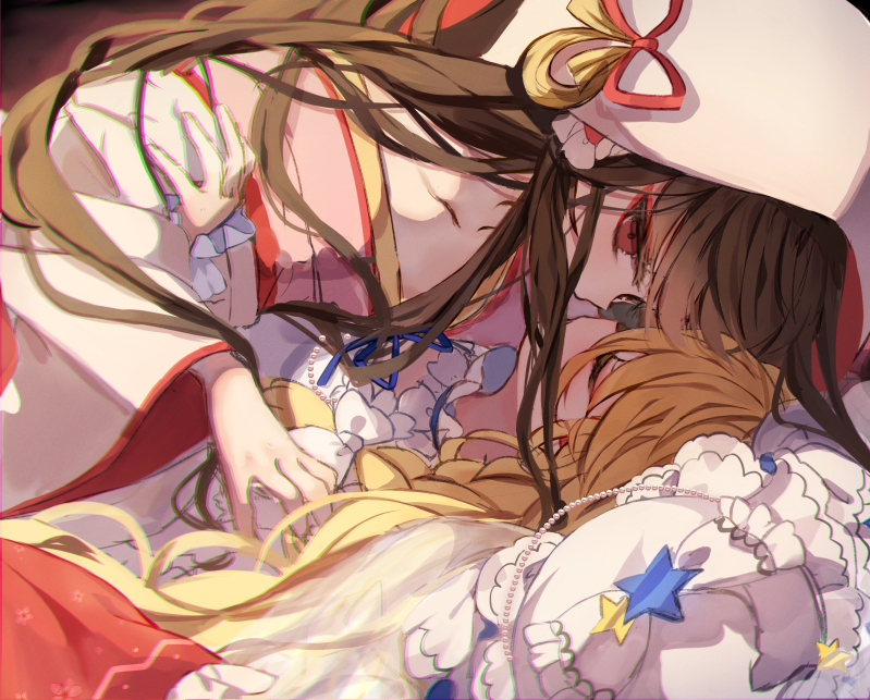 hakurei reimu and kirisame marisa (touhou and 1 more) drawn by piyokichi