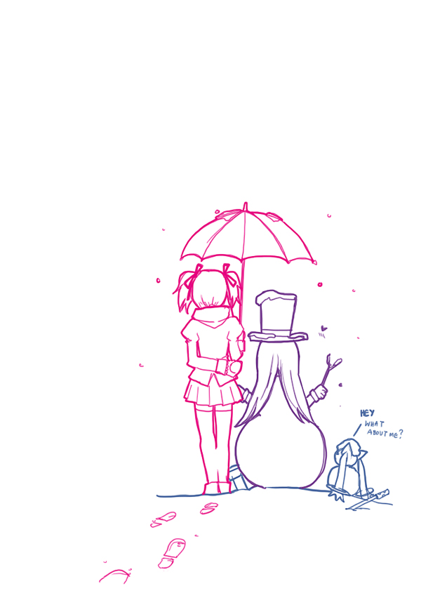 akemi homura, kaname madoka, and kyubey (mahou shoujo madoka magica) drawn by silverxp