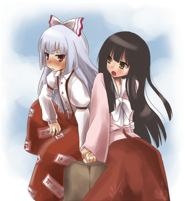 fujiwara no mokou and houraisan kaguya (touhou) drawn by kiji_(manekinuko-tei)