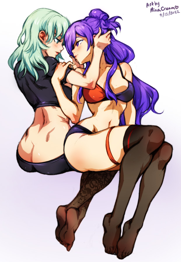 female byleth and female shez (fire emblem and 2 more) drawn by mina_cream