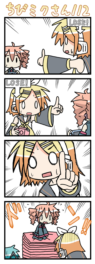 hatsune miku, kagamine rin, kasane teto, and chibi miku (vocaloid and 1 more) drawn by minami_(colorful_palette)