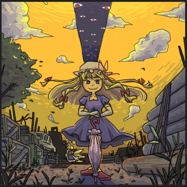 yakumo yukari, yakumo ran, and chen (touhou) drawn by marukei_(kuramaruk)