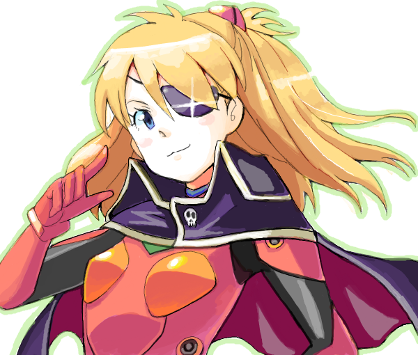 souryuu asuka langley and harlock (neon genesis evangelion and 3 more) drawn by bowieknife