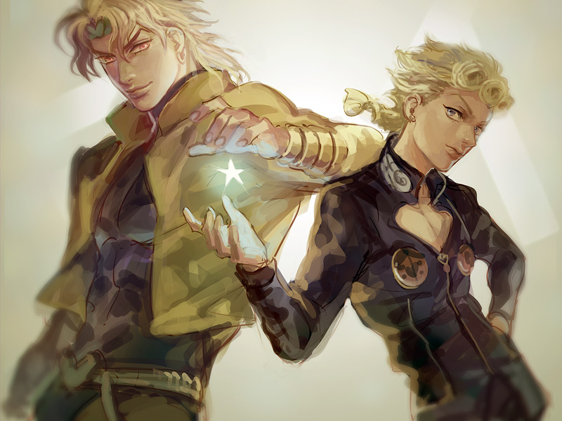 dio brando and giorno giovanna (jojo no kimyou na bouken and 2 more) drawn by magatsumagic