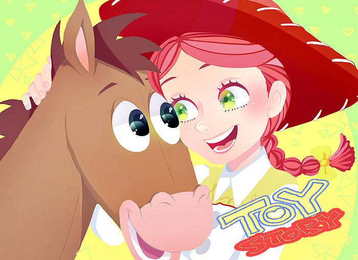 jessie the yodeling cowgirl and bullseye (toy story) drawn by yokotn