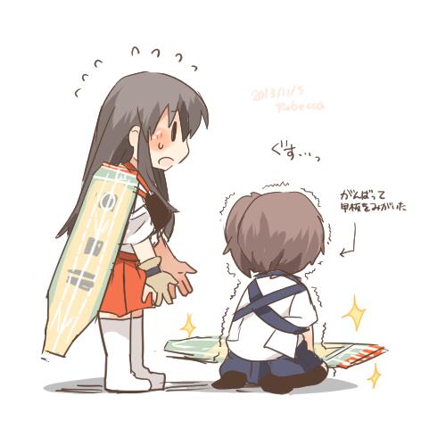 kaga and akagi (kantai collection) drawn by rebecca_(keinelove)