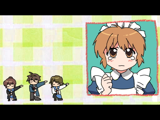 kyonko, koizumi itsuki, suzumiya haruhiko, and asahina mitsuru (suzumiya haruhi no yuuutsu and 1 more) drawn by mozu_(modagoro)