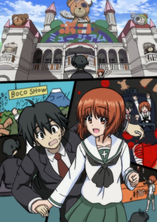 nishizumi miho, boko, and itou makoto (girls und panzer and 1 more) drawn by key_(gaigaigai123)