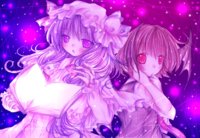 patchouli knowledge and koakuma (touhou) drawn by kasuga_sunao
