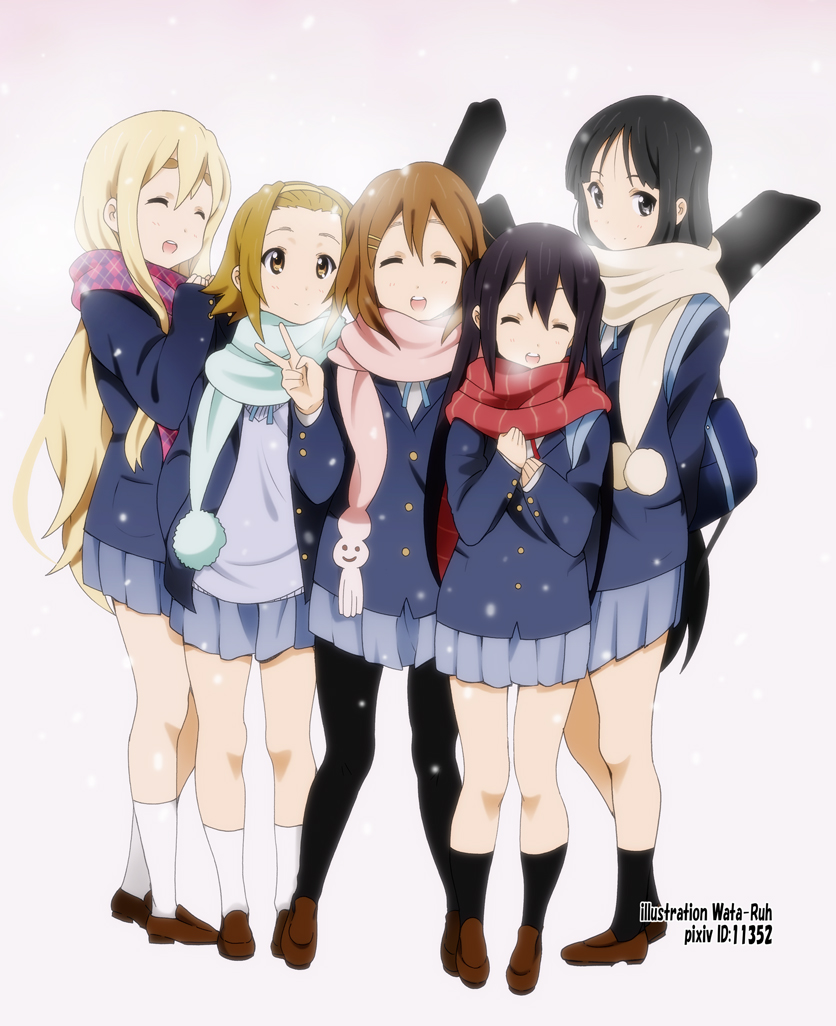 akiyama mio, nakano azusa, hirasawa yui, tainaka ritsu, and kotobuki tsumugi (k-on!) drawn by yamasaki_wataru