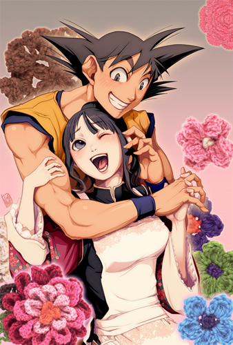 son goku and chi-chi (dragon ball and 1 more) drawn by harumaki