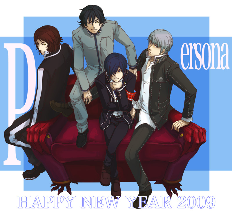 narukami yu, yuuki makoto, suou tatsuya, and toudou naoya (persona and 5 more) drawn by mizuno_(hal0527)