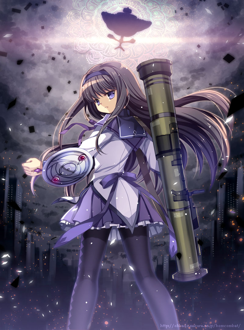 akemi homura and walpurgisnacht (mahou shoujo madoka magica) drawn by capura_lin
