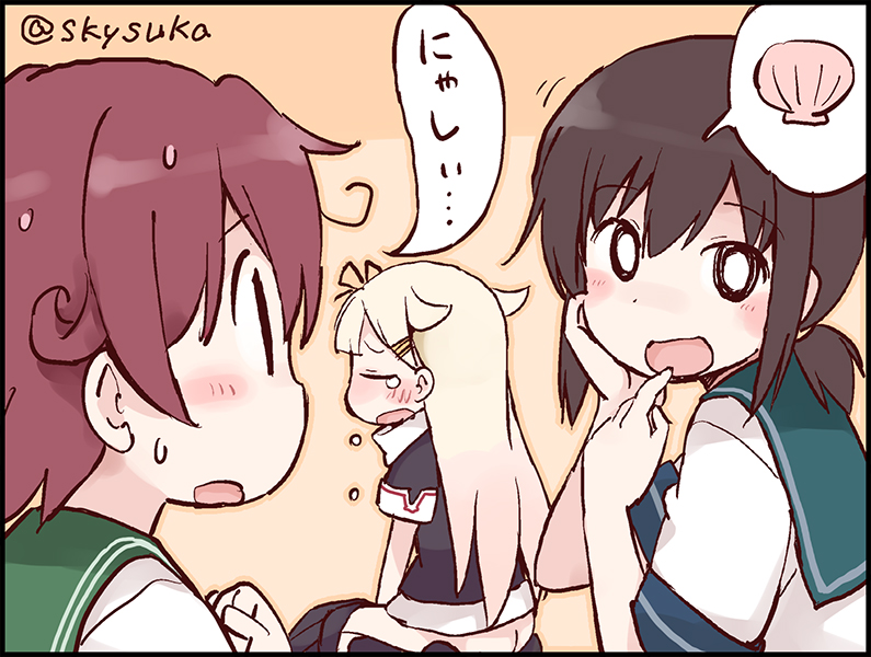 yuudachi, fubuki, yuudachi kai ni, and mutsuki (kantai collection) drawn by suka