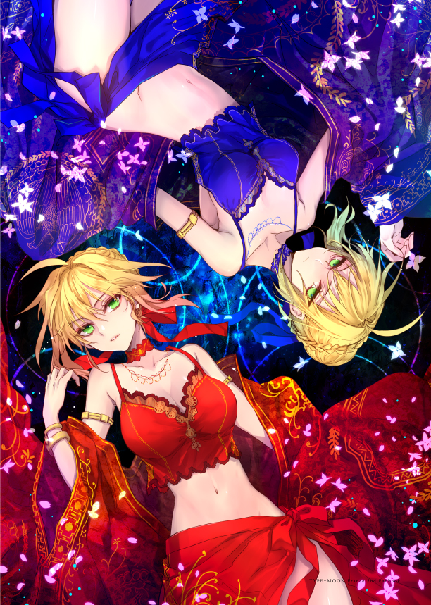 artoria pendragon, saber, and nero claudius (fate and 2 more) drawn by hachini