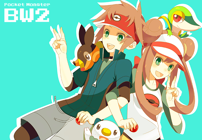 rosa, oshawott, snivy, tepig, and nate (pokemon and 1 more) drawn by himari_g_(sr)