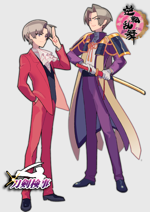 miles edgeworth and heshikiri hasebe (touken ranbu and 1 more) drawn by 0tk_(ma)