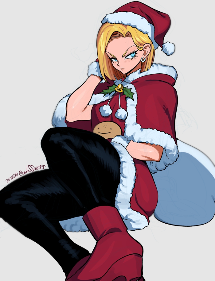 android 18 and kuririn (dragon ball) drawn by nanika_(nnkgh)