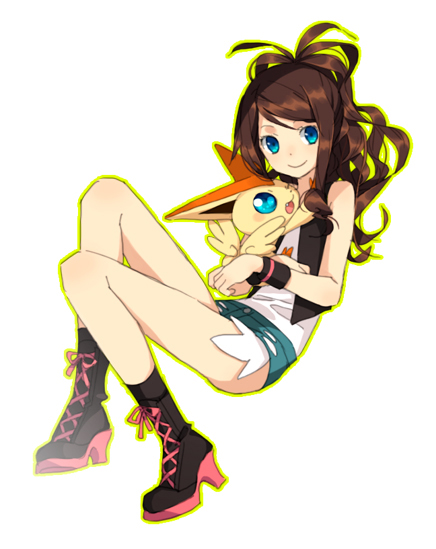 hilda and victini (pokemon and 1 more) drawn by io_(sinking=carousel)