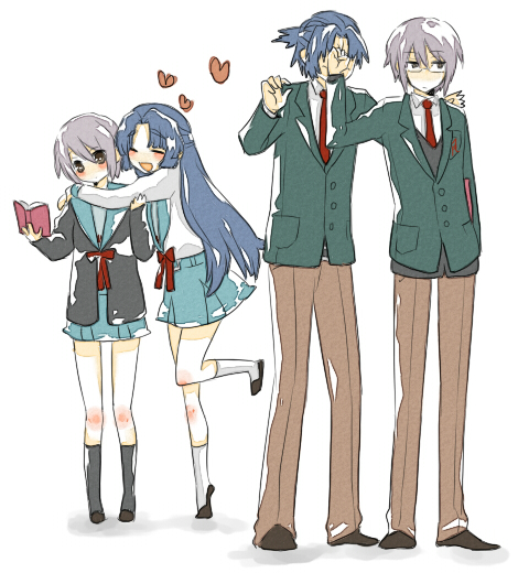 nagato yuki, asakura ryoko, nagato yuuki, and asakura ryo (suzumiya haruhi no yuuutsu) drawn by beniko