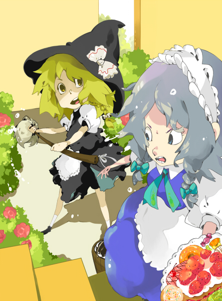 kirisame marisa and izayoi sakuya (touhou) drawn by spacepirate-lu