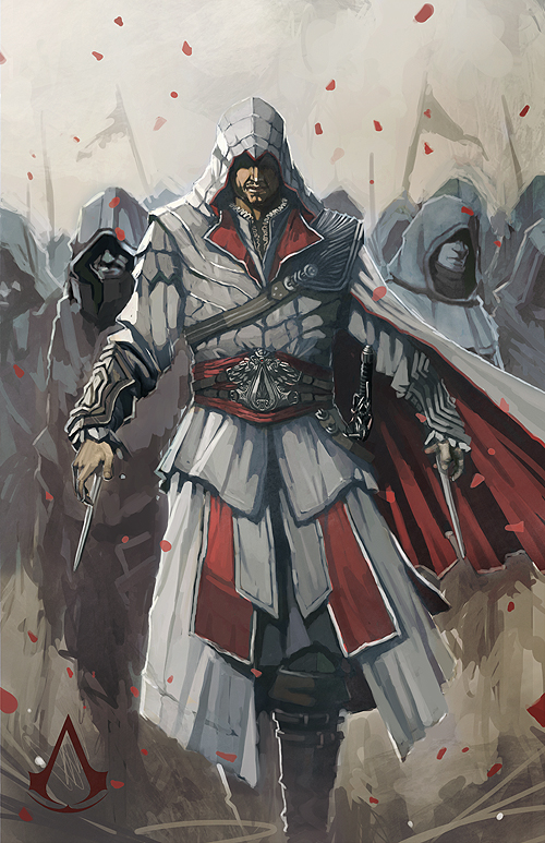 ezio auditore da firenze (assassin's creed and 2 more) drawn by longai