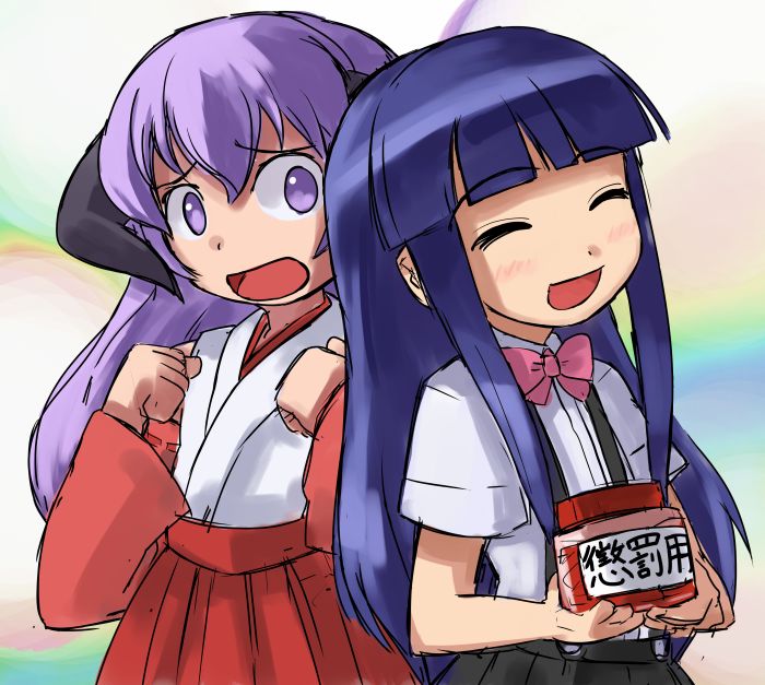 furude rika and hanyuu (higurashi no naku koro ni) drawn by hirosato