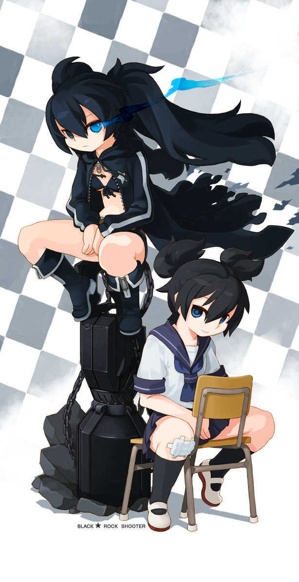 black rock shooter and kuroi mato (black rock shooter) drawn by ran_system