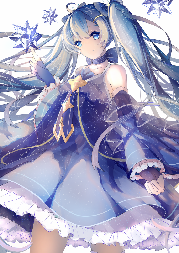 hatsune miku and yuki miku (vocaloid) drawn by venn_(vebonbon)