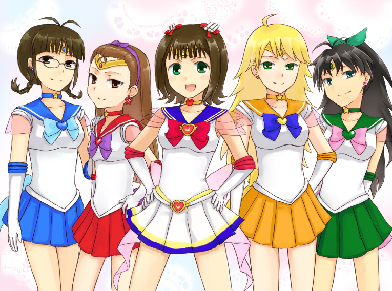 hoshii miki, amami haruka, minase iori, ganaha hibiki, sailor moon, and 10 more (idolmaster and 2 more) drawn by himetsuba
