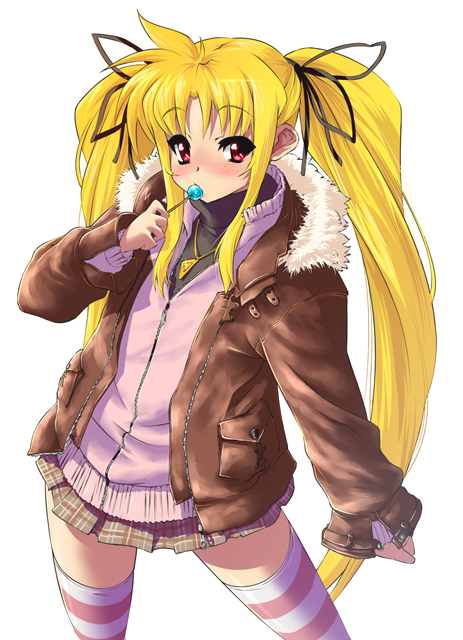 fate testarossa and bardiche (lyrical nanoha and 1 more) drawn by nekomamire