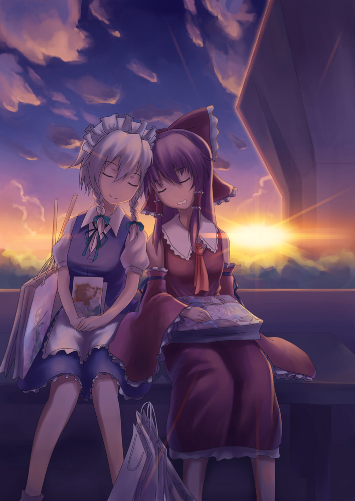hakurei reimu, izayoi sakuya, and konpaku youmu (touhou) drawn by yuki_shizuku