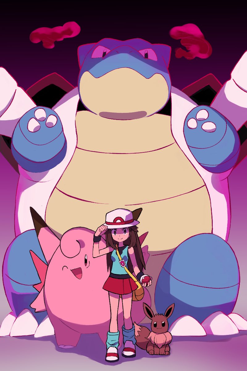 eevee, leaf, blastoise, and clefable (pokemon and 2 more) drawn by tyako_089