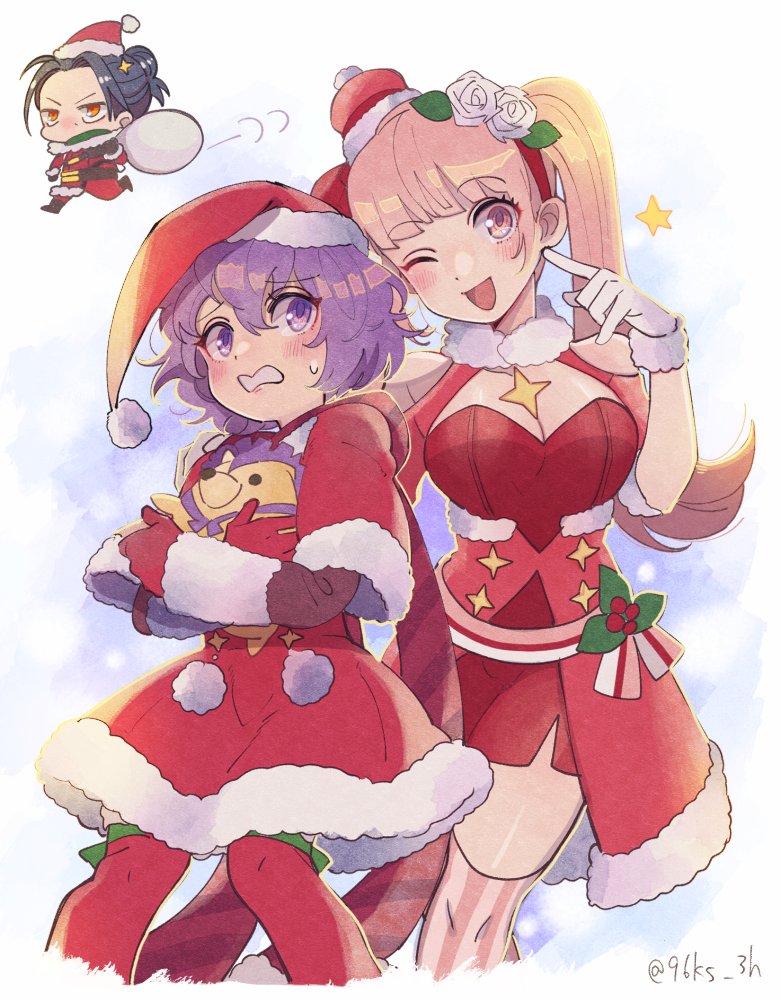 hilda valentine goneril, bernadetta von varley, and felix hugo fraldarius (fire emblem and 2 more) drawn by kasu_(96ks_3h)