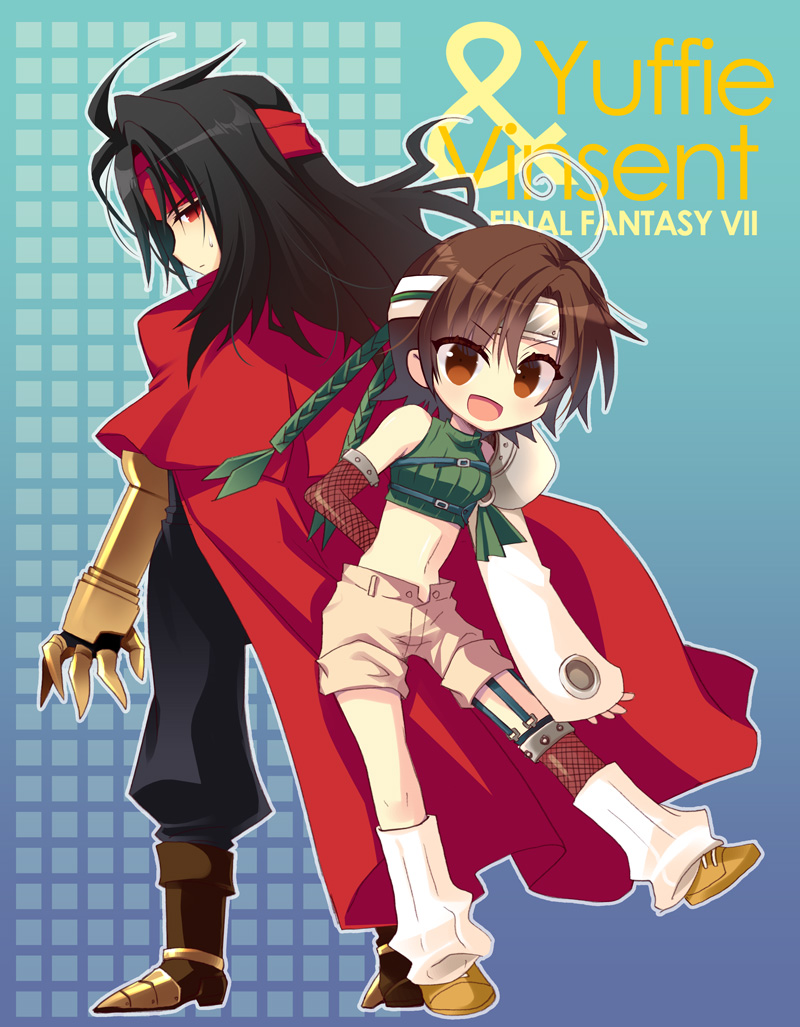 yuffie kisaragi and vincent valentine (final fantasy and 1 more) drawn by izumi_makoto