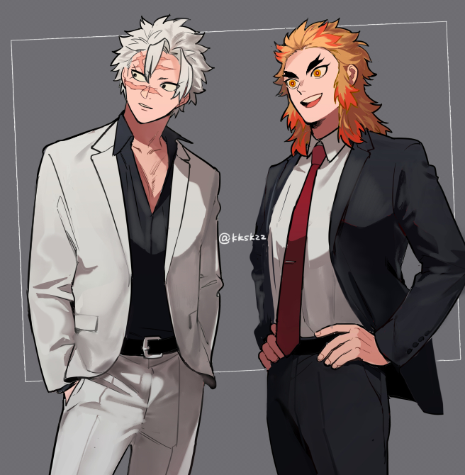 rengoku kyoujurou and shinazugawa sanemi (kimetsu no yaiba) drawn by meiji_(pecosyr5)