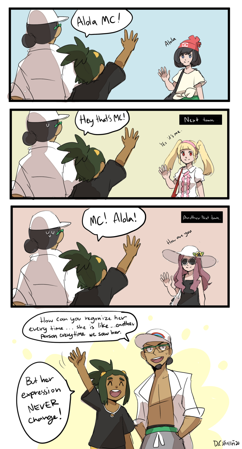 selene, hau, and professor kukui (pokemon and 1 more) drawn by dc9spot
